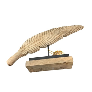 NWT Wooden‎ Hand Carved Feather 22”